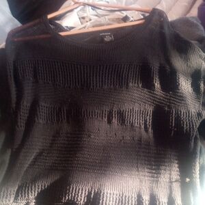 DKNY Black Knit Short Sleeve Top
